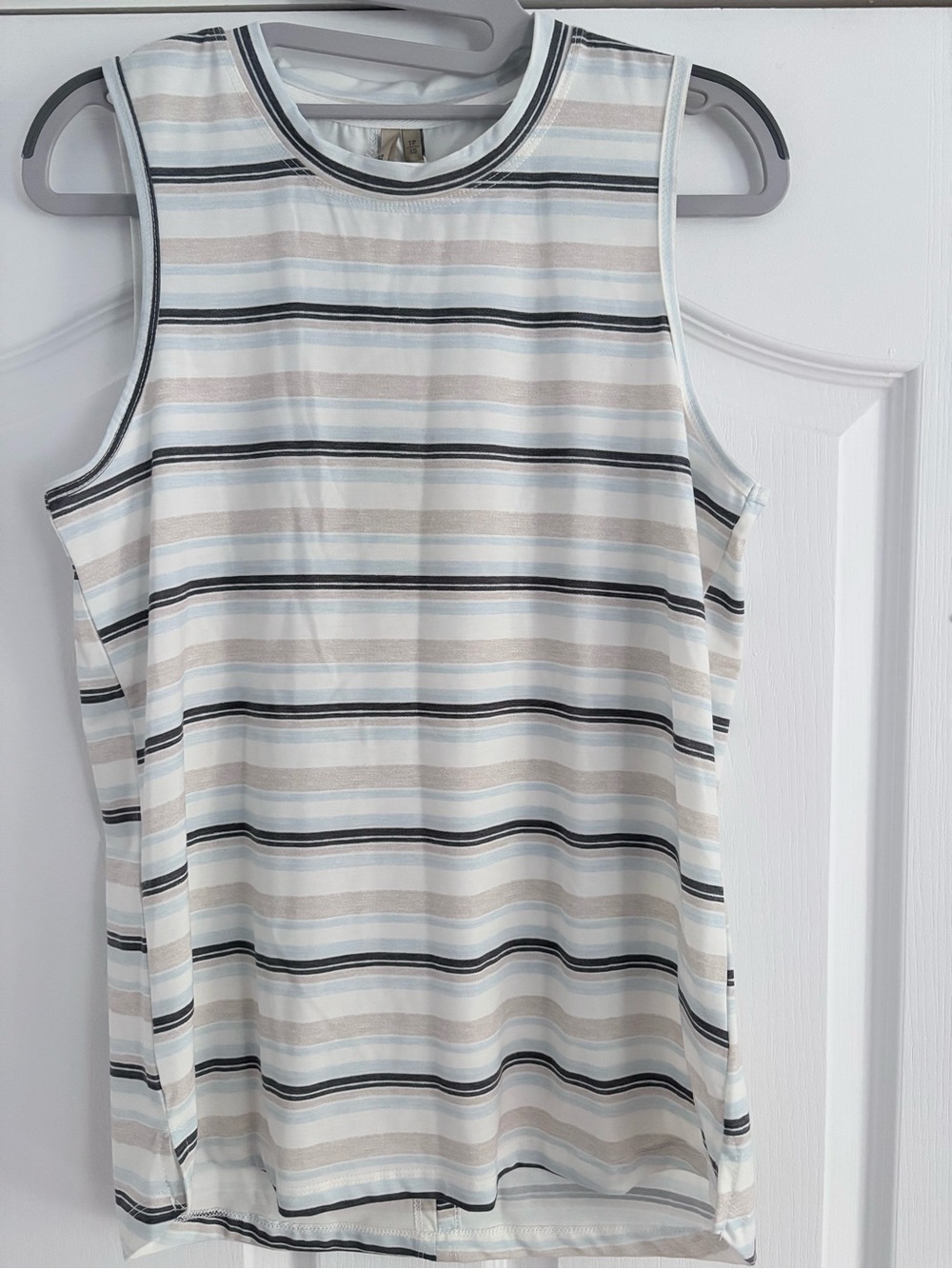 Striped Sleeveless Camisole in Cream, Light Blue & Black